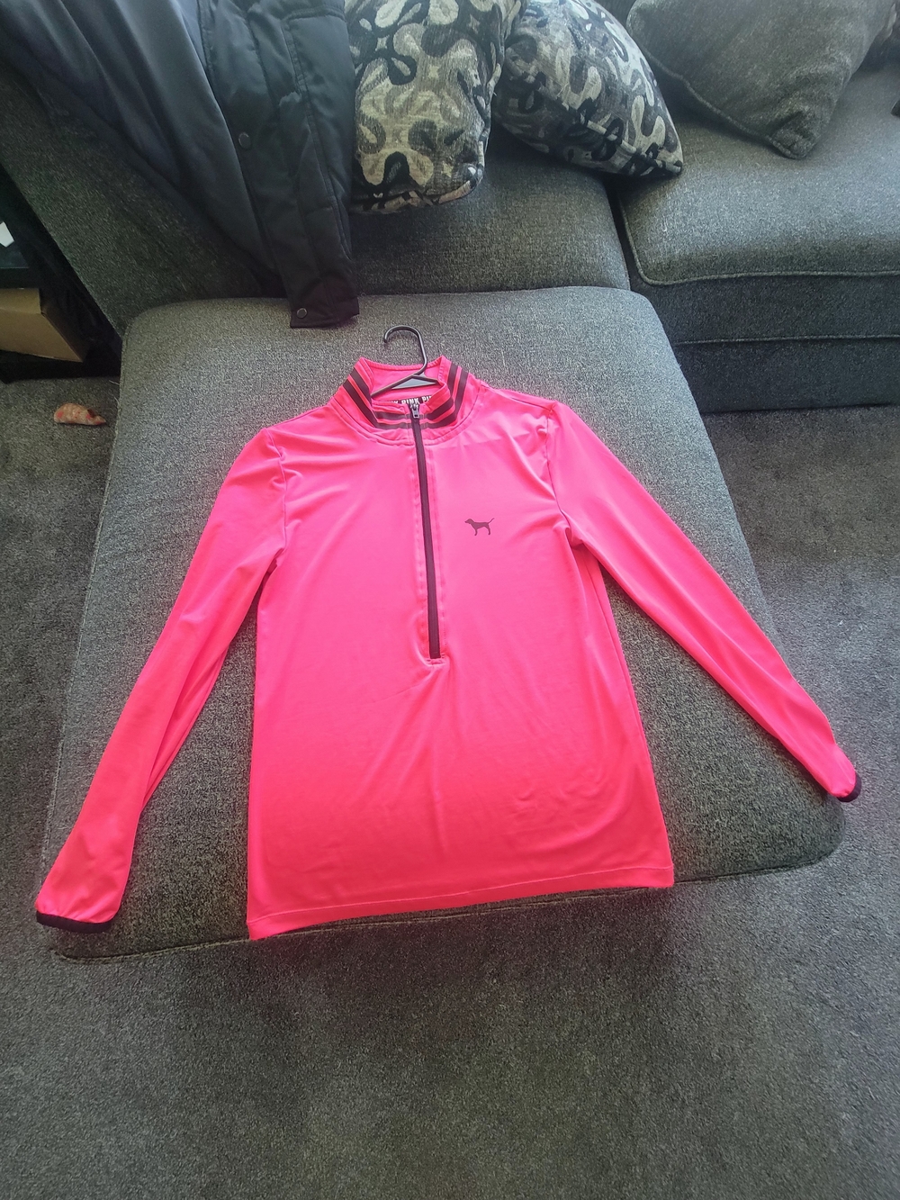 Victoria's Secret/Pink Hot Pink Quarter-Zip Performance Pullover